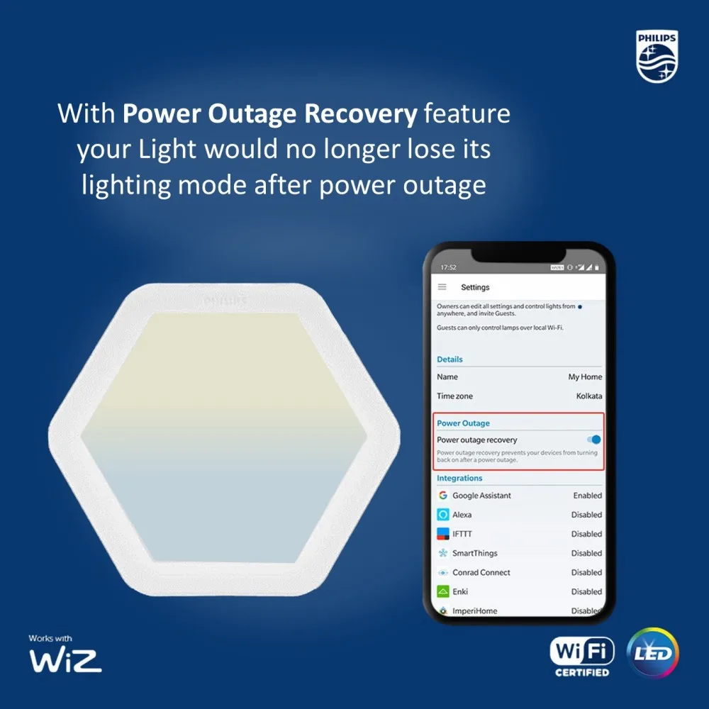 Philips Smart HexaStyle Downlighter WiZ Connected Wi-Fi LED Light