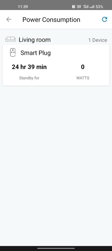 Philips WiZ 16A Smart Plug Indian TypeM Device Live Power Consumption App Screenshot