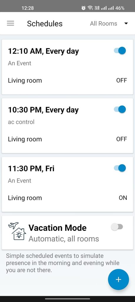 Philips WiZ 16A Smart Plug Indian TypeM Device Schedules App Screenshot