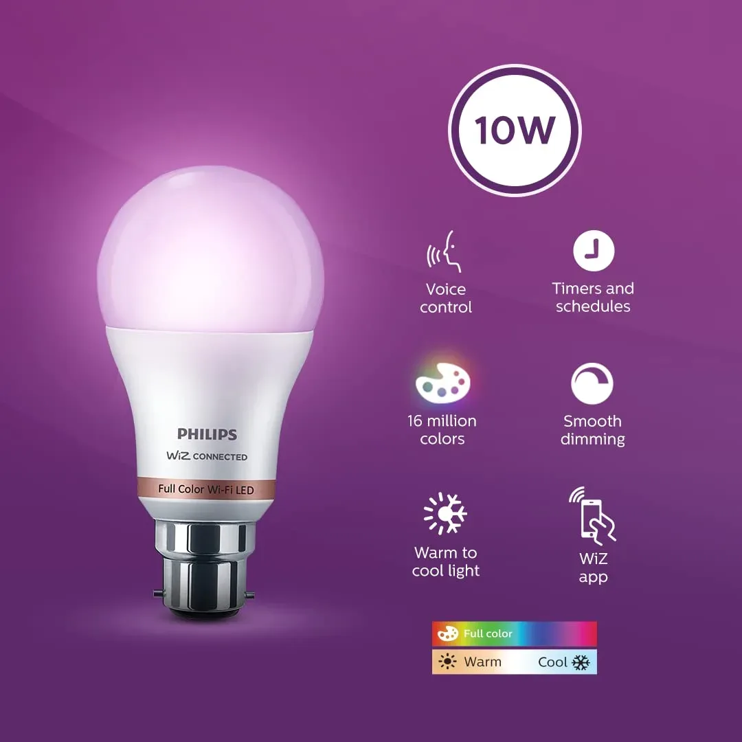 Philips WiZ Smart WiFi LED Bulb B22 10W