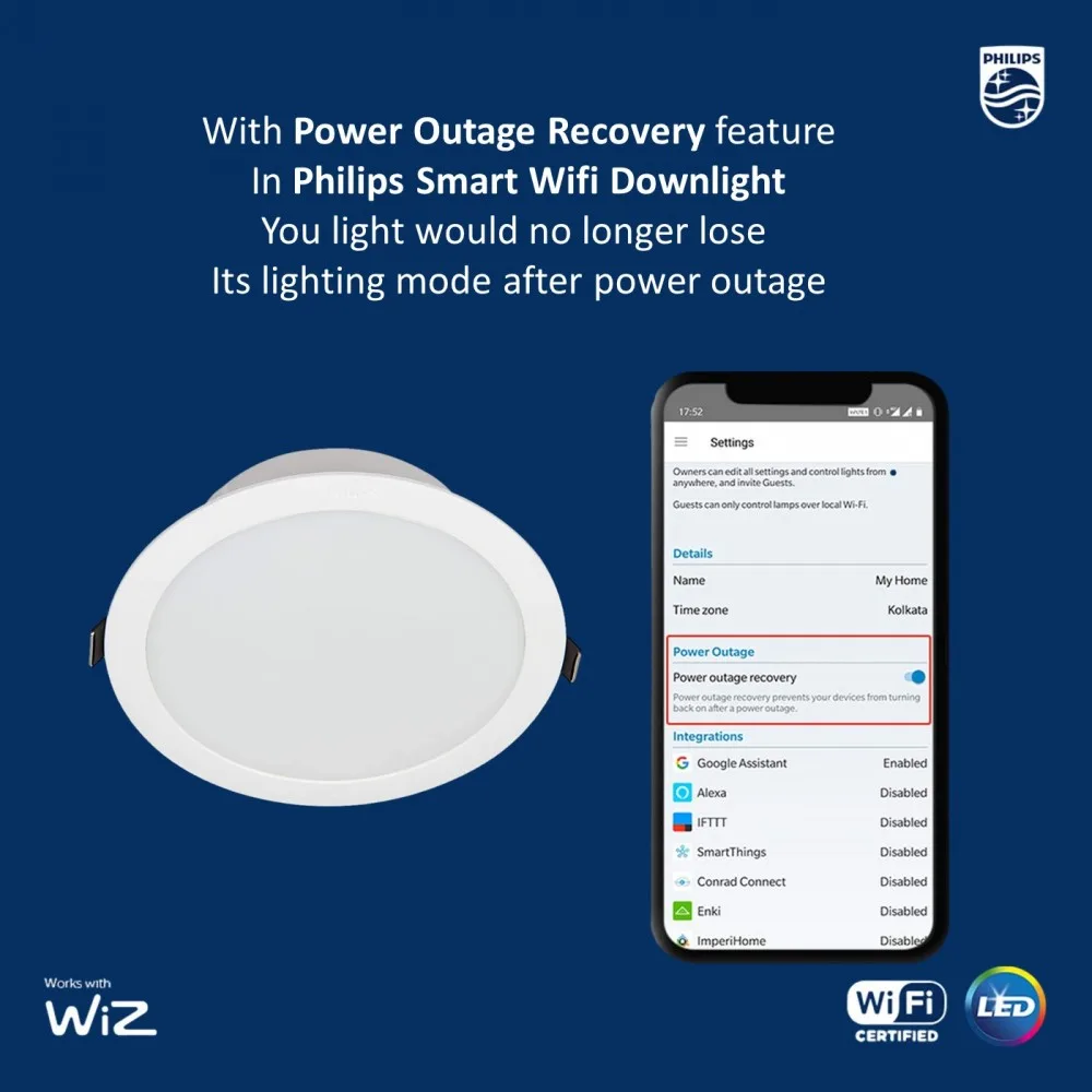 Philips Smart Downlight WiZ Connected LED Light - Power Outage