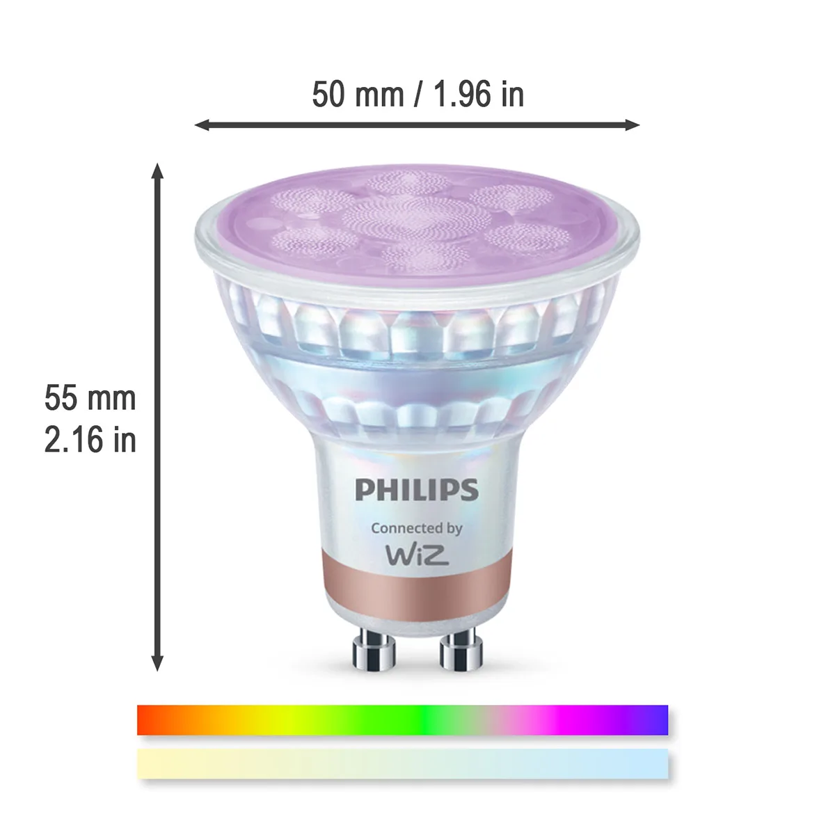 Philips WiZ GU10 RGB Spot LED | 4.7W PAR16 Full Color Wi-Fi Smart Bulb (16M Colors + Tunable White + Dimmable)