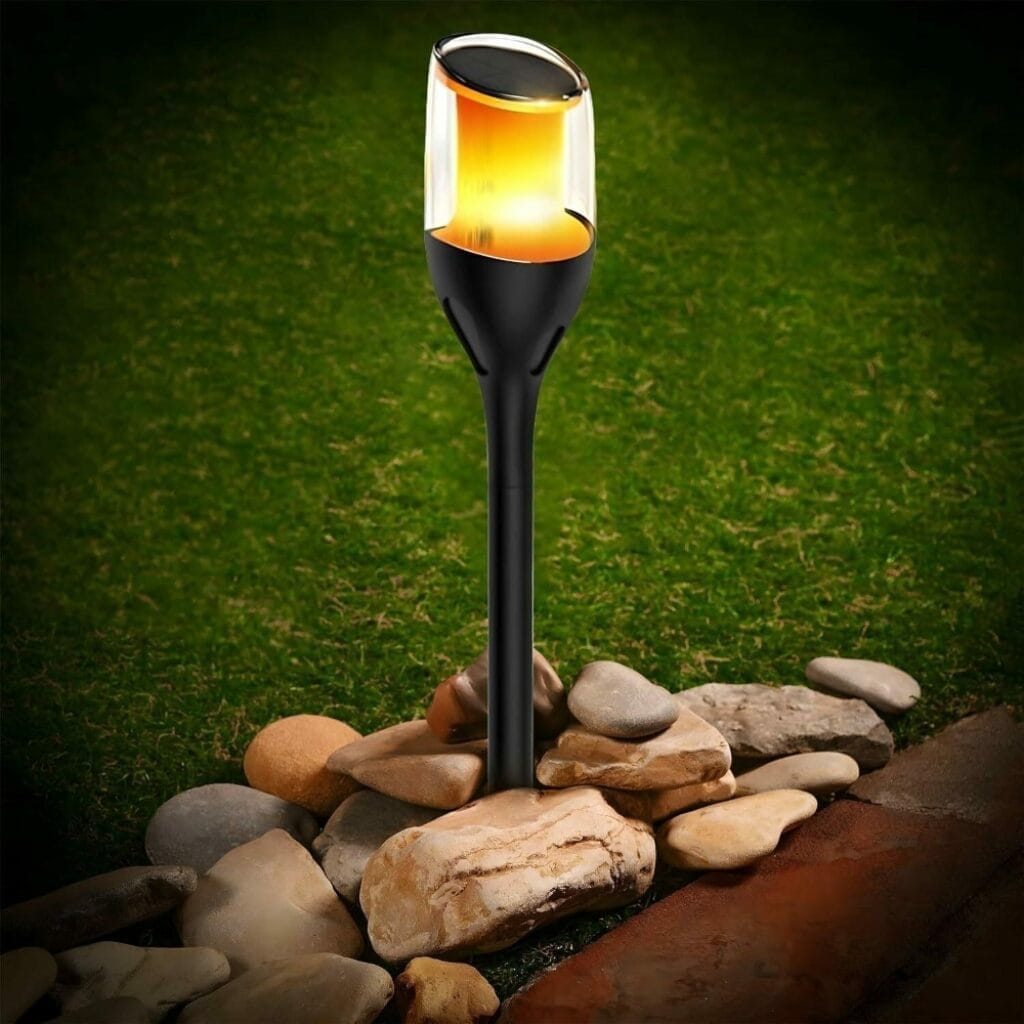 Solar Garden Pathway Flickering Light - LED Flame Lights For Outdoor ...