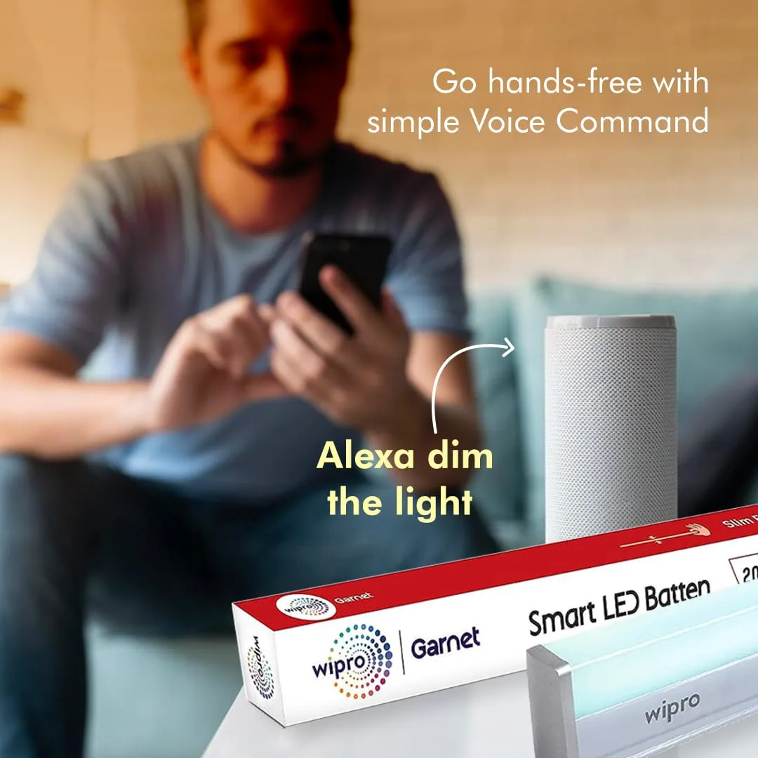 Wipro Smart LED Tube Light CCT 20W - WiFi Tunable White 4 feet Batten