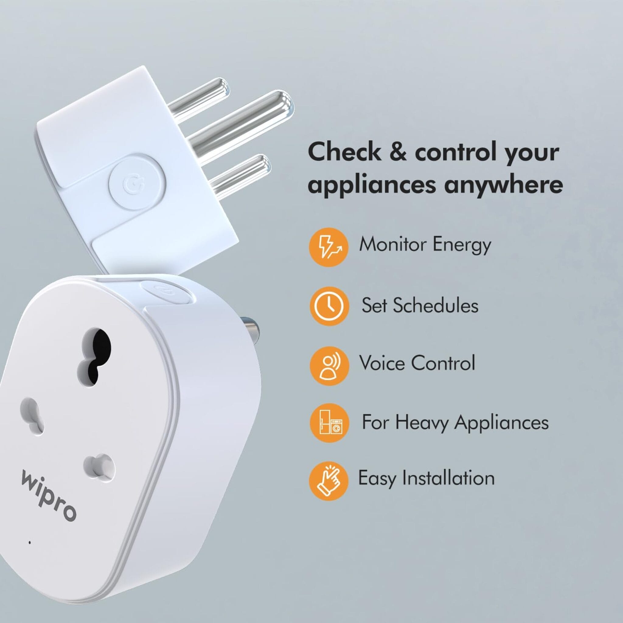 Wipro WiFi Smart Plug 10A/16A With Energy Monitoring