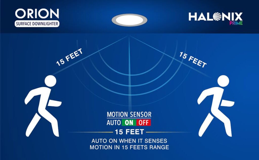 Halonix Motion Sensor Surface Downlighter | Prime Orion Flush Mount LED Ceiling Light - 10W 6500K Cool White