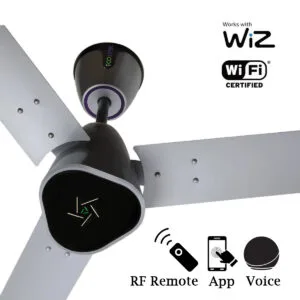 Ecolink AiroGeometry Smart IoT BLDC Ceiling Fan with RF Remote and WiFi Enabled | 1200mm, BEE 5 Star Rated | WiZ Connected - Silver Mist