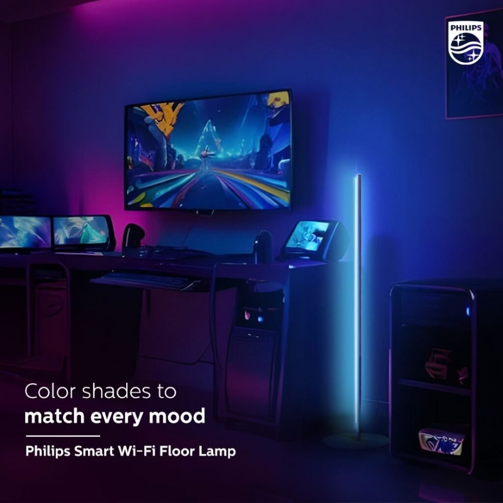 Philips WiZ Smart LED Floor Lamp - 18W Full Color RGB WiFi Pole Light Bar (16M Colors + Tunable White + Dimmable)