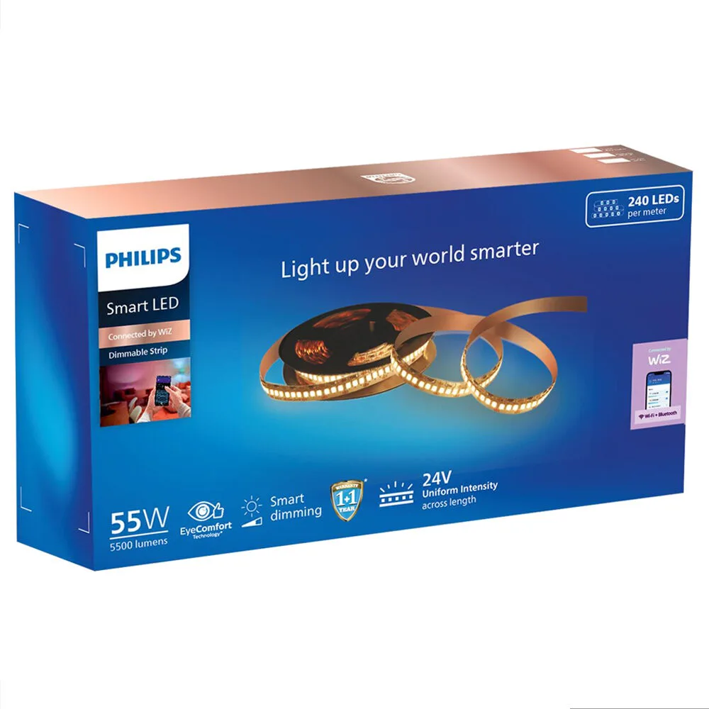 Philips WIFI Profile Light LED Strip Dimmable with Smart Controller - 240 LEDs/m, 5m, 55W, WW/NW/CW (WiZ Connected)