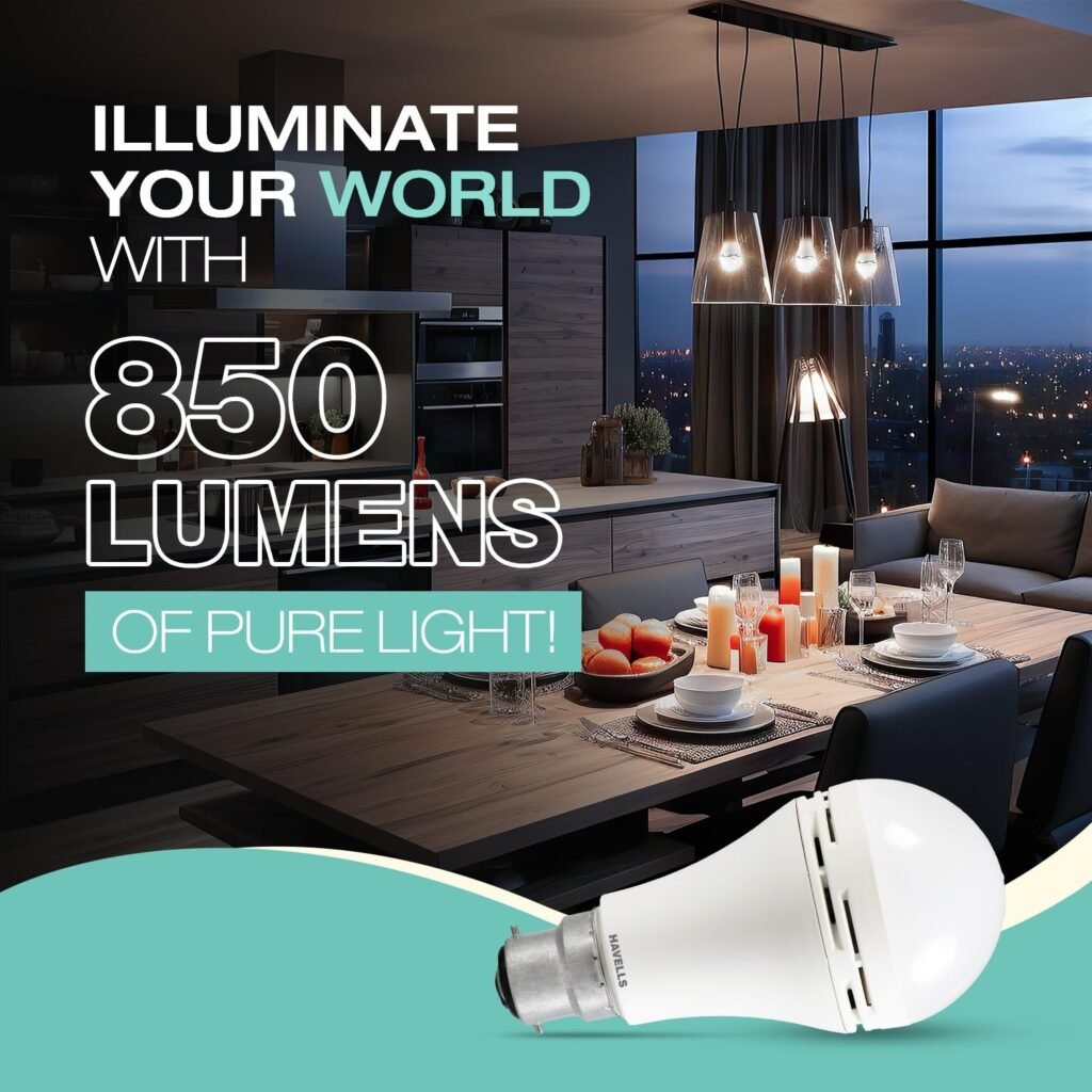 Havells Inverter Bulb Rechargeable Emergency LED 8.5W | B22 850lm 6500K Cool Daylight 1800mAh Li-ion Battery 4 hours Backup