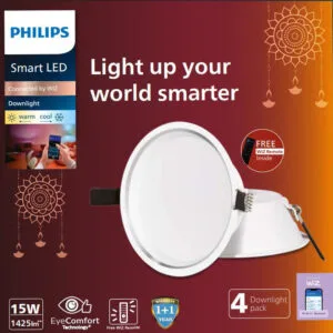 Philips WiZ Aura 15W Tunable White Downlight 4 Pack with Free Remote | Smart WiFi DL Special Bundle