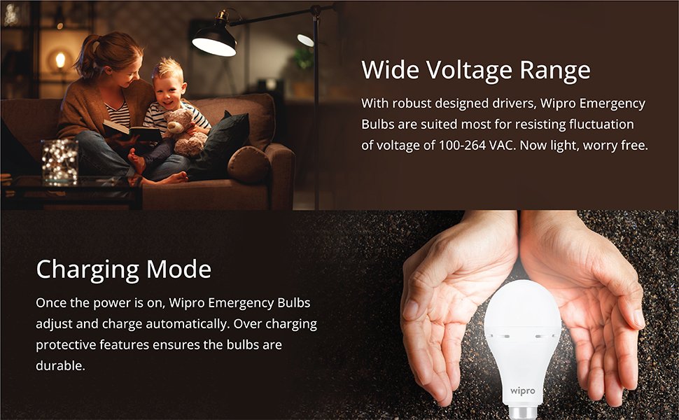 Wipro Rechargeable LED Bulb 15W | Garnet Emergency Inverter Lamp | 4 hours - B22 6500K