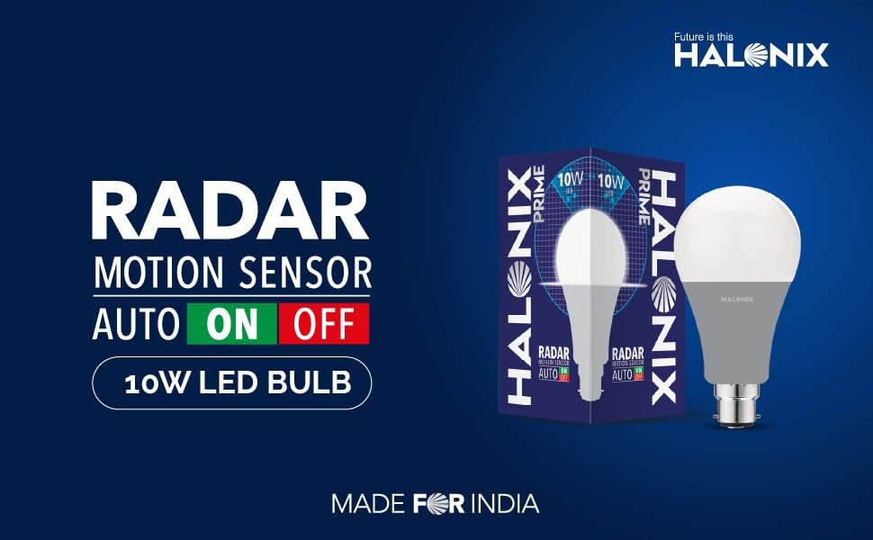 Halonix Motion Sensor Bulb with Ambience Detection | Radar + Lux Sensor LED B22 - 10W/20W 11 Halonix Motion Sensor Bulb with Ambience Detection | Radar + Lux Sensor LED B22 - 10W/20W