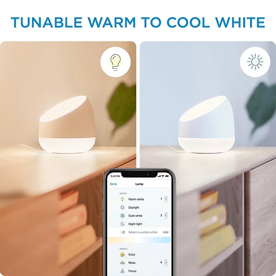 PHILIPS WiZ Squire Desk Lamp Smart Dual-Zone Multi Color Wi-Fi Enabled RGB LED Table Lamp