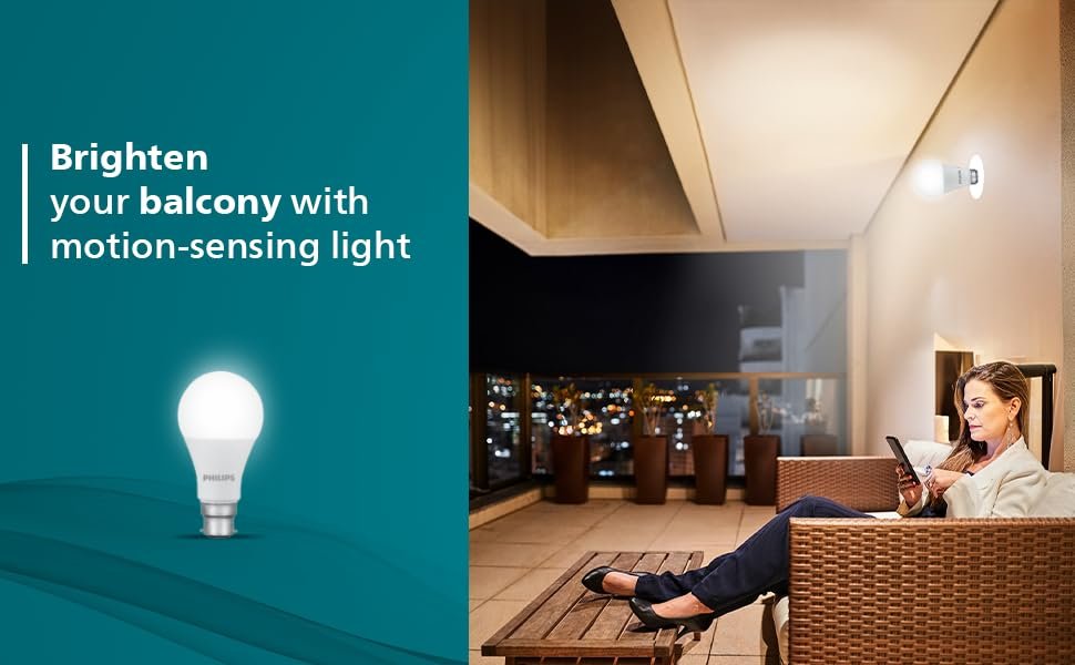 Philips Motion Sensing LED Bulb B22 Crystal White 6500K