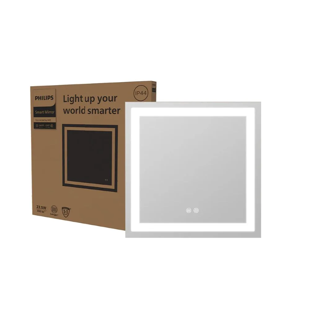 Philips Smart LED Mirror Square with Tunable White Lighting | 3ft, 22.5W, 650lm, WiZ Wi-Fi Enabled Makeup/Vanity/Bathroom Lighted Mirror 9 Philips Smart LED Mirror Square with Tunable White Lighting | 3ft, 22.5W, 650lm, WiZ Wi-Fi Enabled Makeup/Vanity/Bathroom Mirror with LED Lights