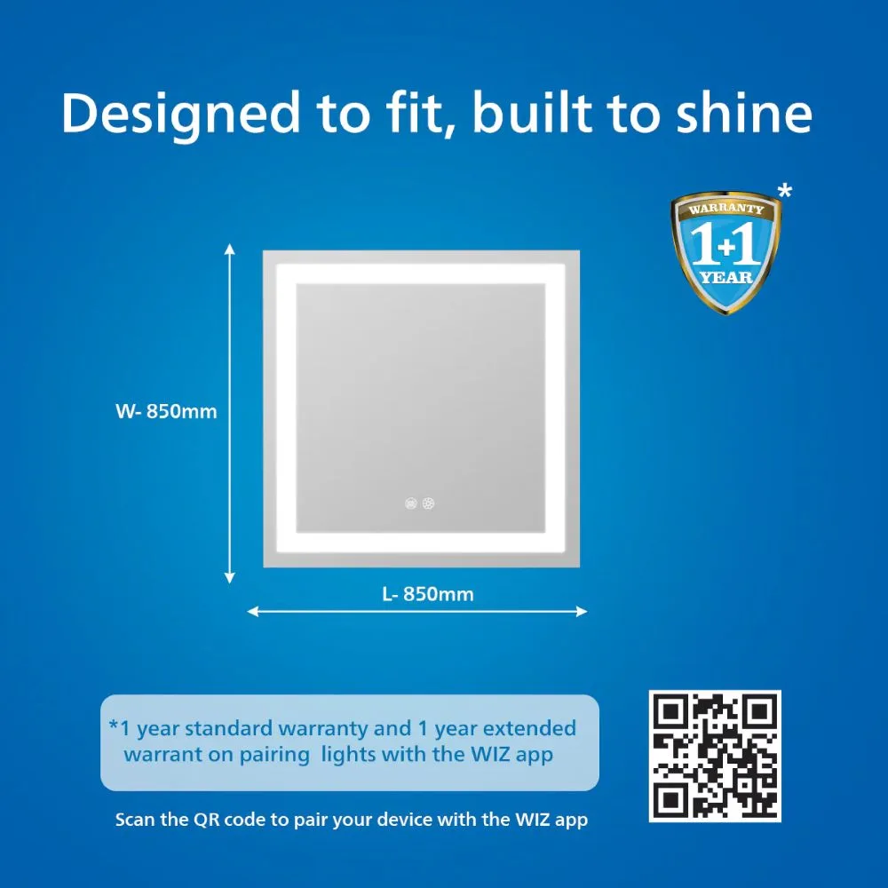 Philips Smart LED Mirror Square with Tunable White Lighting | 3ft, 22.5W, 650lm, WiZ Wi-Fi Enabled Makeup/Vanity/Bathroom Lighted Mirror 11 Philips Smart LED Mirror Square with Tunable White Lighting | 3ft, 22.5W, 650lm, WiZ Wi-Fi Enabled Makeup/Vanity/Bathroom Mirror with LED Lights