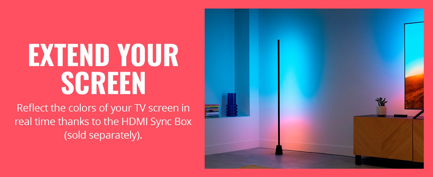 Philips WiZ Gradient Floor Lamp | Smart WiFi Multicolor Segmented RGBIC LED Corner Pole Light