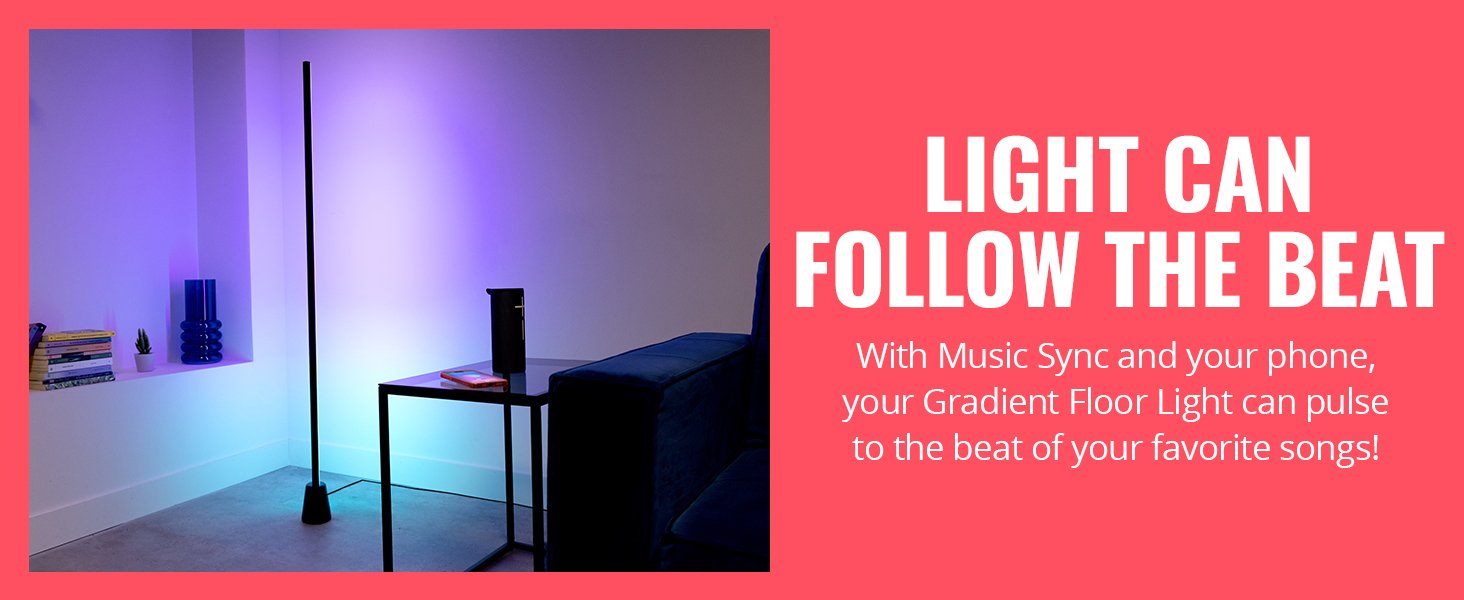 Philips WiZ Gradient Floor Lamp | Smart WiFi Multicolor Segmented RGBIC LED Corner Pole Light