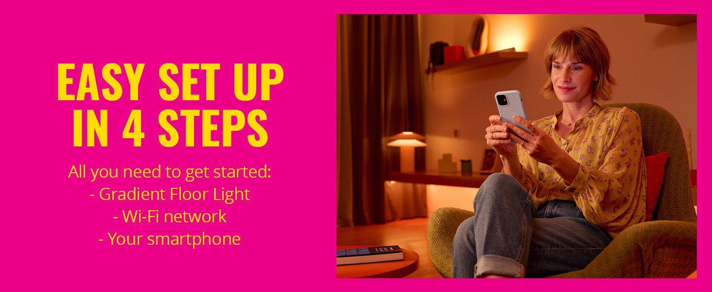 Philips WiZ Gradient Floor Lamp | Smart WiFi Multicolor Segmented RGBIC LED Corner Pole Light