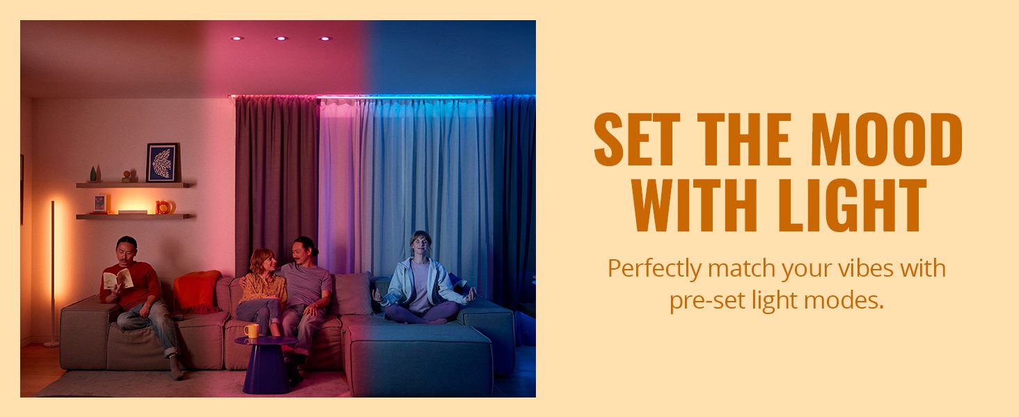 Philips WiZ Gradient Floor Lamp | Smart WiFi Multicolor Segmented RGBIC LED Corner Pole Light