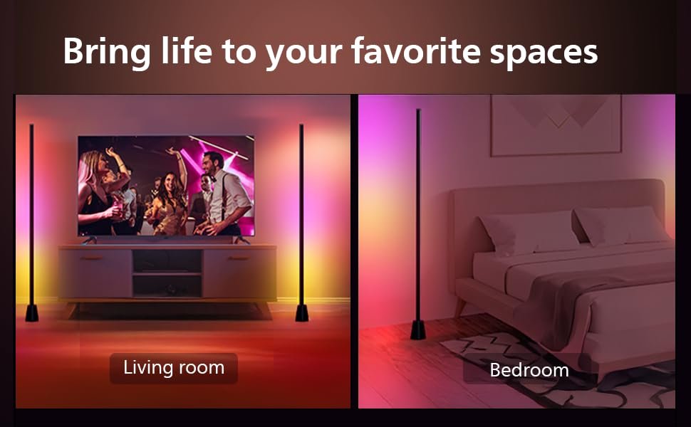Philips WiZ Gradient Floor Lamp | Smart WiFi Multicolor Segmented RGBIC LED Corner Pole Light
