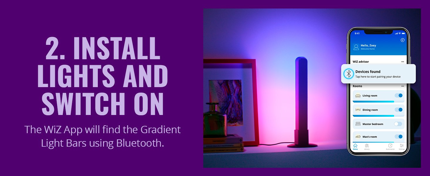 Philips WiZ Gradient Light Bars | Smart WiFi RGBIC LED Bar Lights (2 Bars)