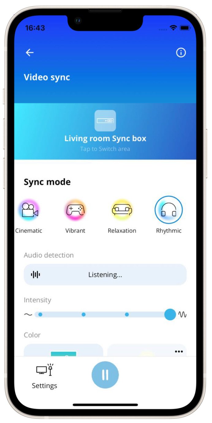 Philips WiZ HDMI Sync Box - App UI for Video Sync Settings