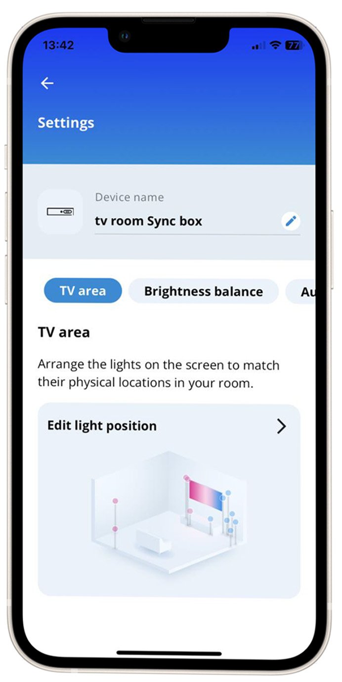 Philips WiZ HDMI Sync Box - App UI for Video Sync Settings