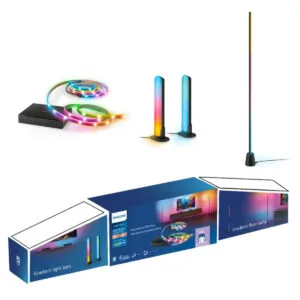 Philips WiZ LightTheatre Kit - 55”-65”/ 75”-85” | Bundle of Smart WiFi HDMI Sync Box with TV Backlight LED Strip + Gradient Floor Lamp + 2 Gradient Light Bars