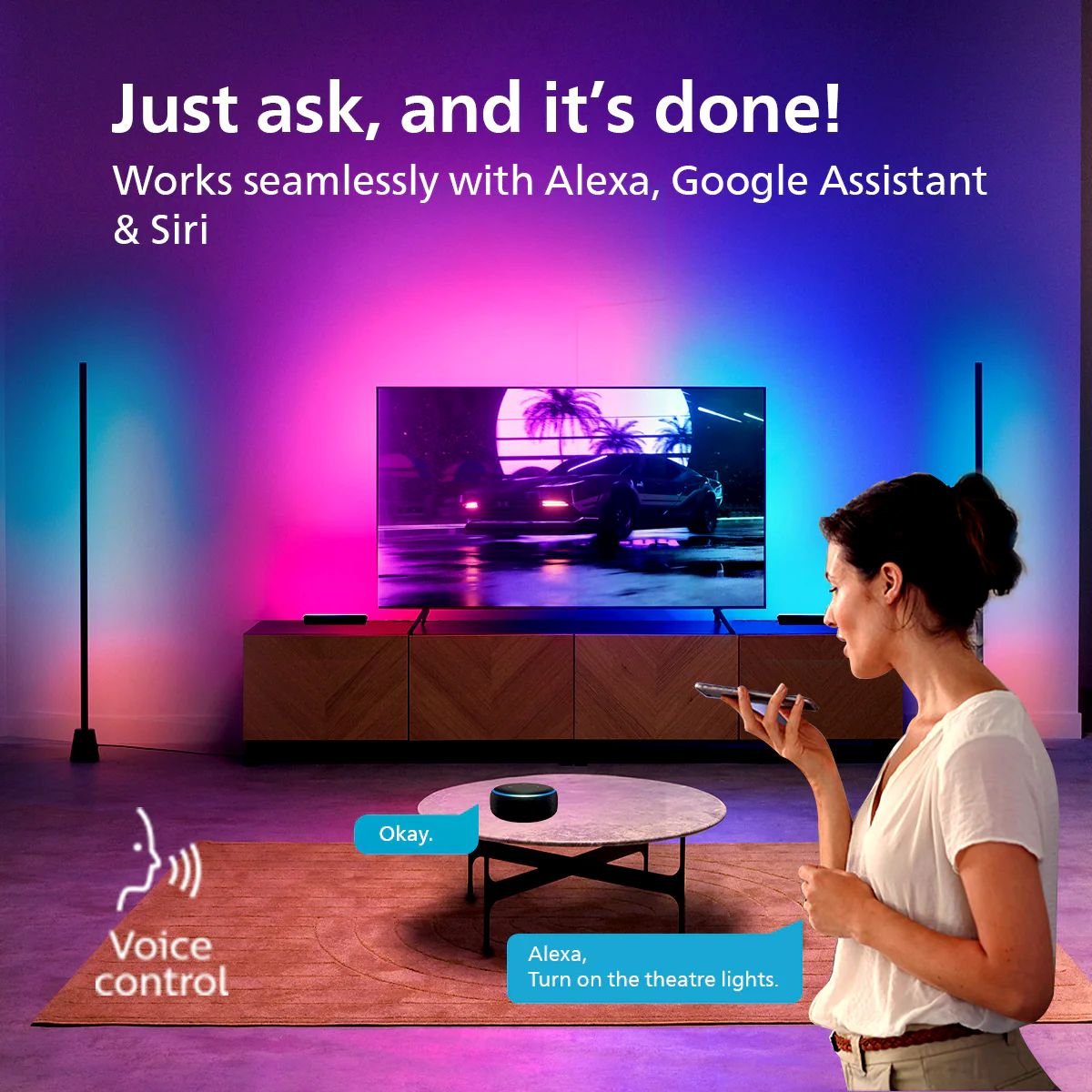 Philips WiZ LightTheatre Kit - 55”-65”/ 75”-85” | Bundle of WiZ HDMI Sync Box with TV Backlight Gradient LED Strip + Gradient Floor Lamp + 2 Gradient Light Bars 7 Philips WiZ LightTheatre Kit - 55”-65”/ 75”-85” | Bundle of Smart WiFi HDMI Sync Box with TV Backlight LED Strip + Gradient Floor Lamp + 2 Gradient Light Bars