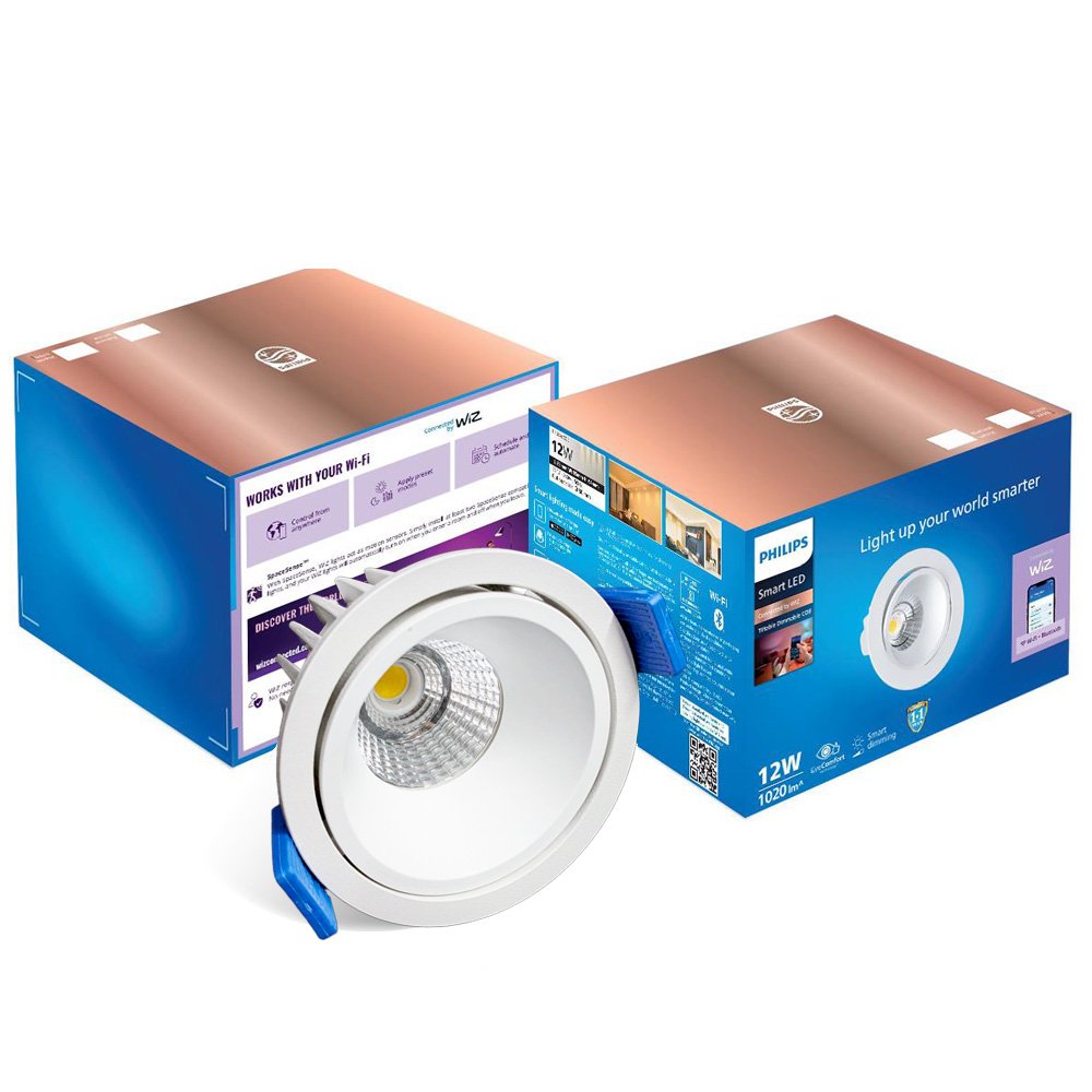 Philips WIFI Tiltable COB Pro Dimmable Spotlight 12W, WW/NW, 1020lm | WiZ Tilt LED COB Light 2 Philips WIFI Tiltable COB Pro Dimmable Spotlight 12W | WW/NW 1020lm WiZ Tilt LED COB Light