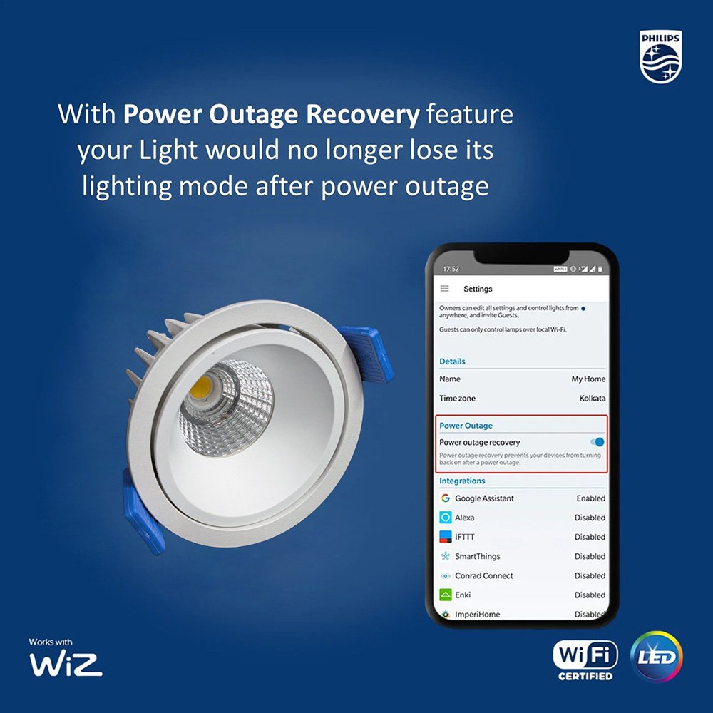 Philips WIFI Tiltable COB Pro Dimmable Spotlight 12W, WW/NW, 1020lm | WiZ Tilt LED COB Light 15 Philips WIFI Tiltable COB Pro Dimmable Spotlight 12W | WW/NW 1020lm WiZ Tilt LED COB Light