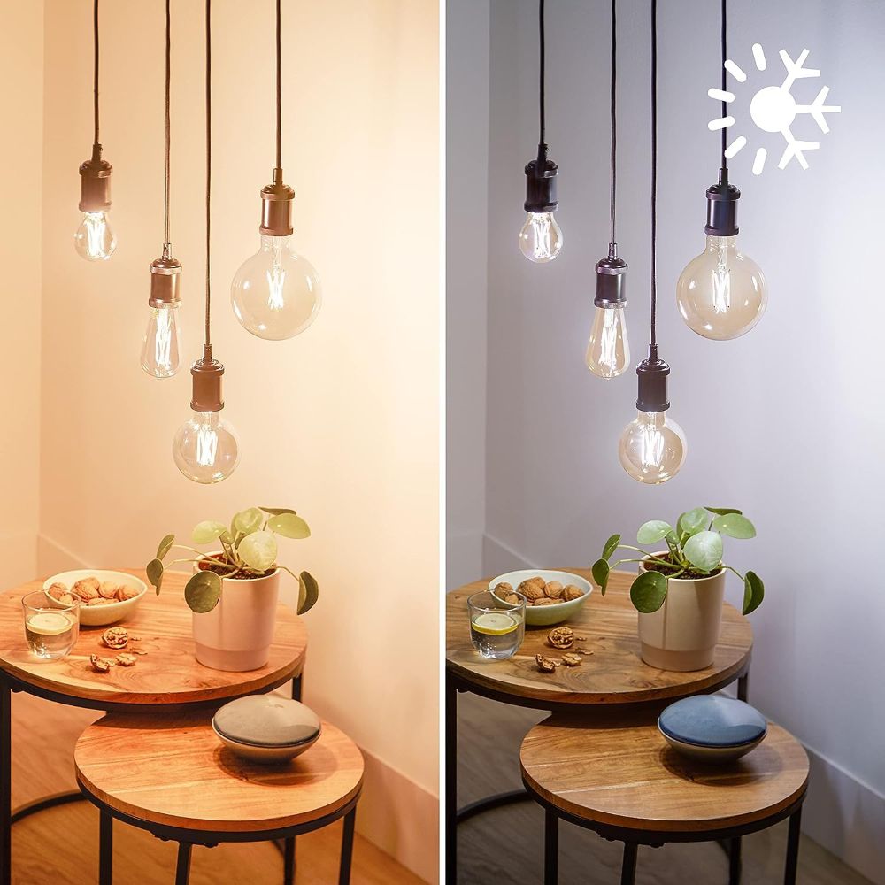 Philips Wi-Fi Filament Amber Glass Bulb A60 - 7W, E27, Vintage Edison Style Smart LED, Tunable White, Dimmable (WiZ Connected) 14 Philips Wi-Fi Filament Amber Glass Bulb - 7W, E27, Vintage Edison Style Smart LED Globe Light, Tunable White, Dimmable (WiZ Connected Retro Decorative Light)