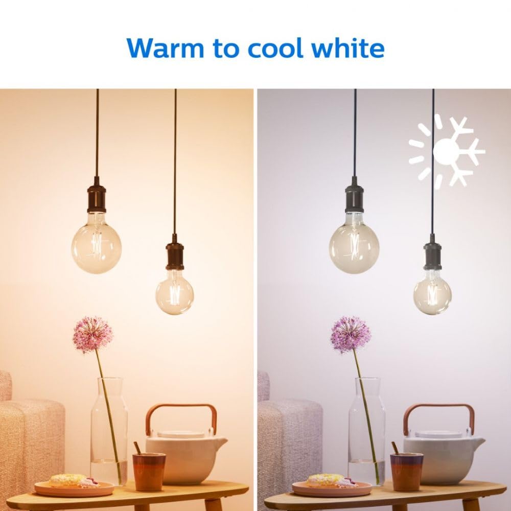 Philips Wi-Fi Filament Amber Glass Bulb A60 - 7W, E27, Vintage Edison Style Smart LED, Tunable White, Dimmable (WiZ Connected) 10 Philips Wi-Fi Filament Amber Glass Bulb - 7W, E27, Vintage Edison Style Smart LED Globe Light, Tunable White, Dimmable (WiZ Connected Retro Decorative Light)