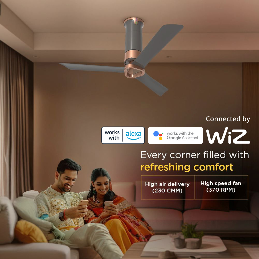 Ecolink AiroElevate Smart BLDC Ceiling Fan | WiFi + RF Remote | 1200mm, 35W, 230CMM, 370RPM | Philips WiZ Connected | App & Voice Control 9 Ecolink AiroElevate Smart BLDC Ceiling Fan | WiFi + RF Remote | 1200mm, 35W, 230CMM, 370RPM | Philips WiZ Connected