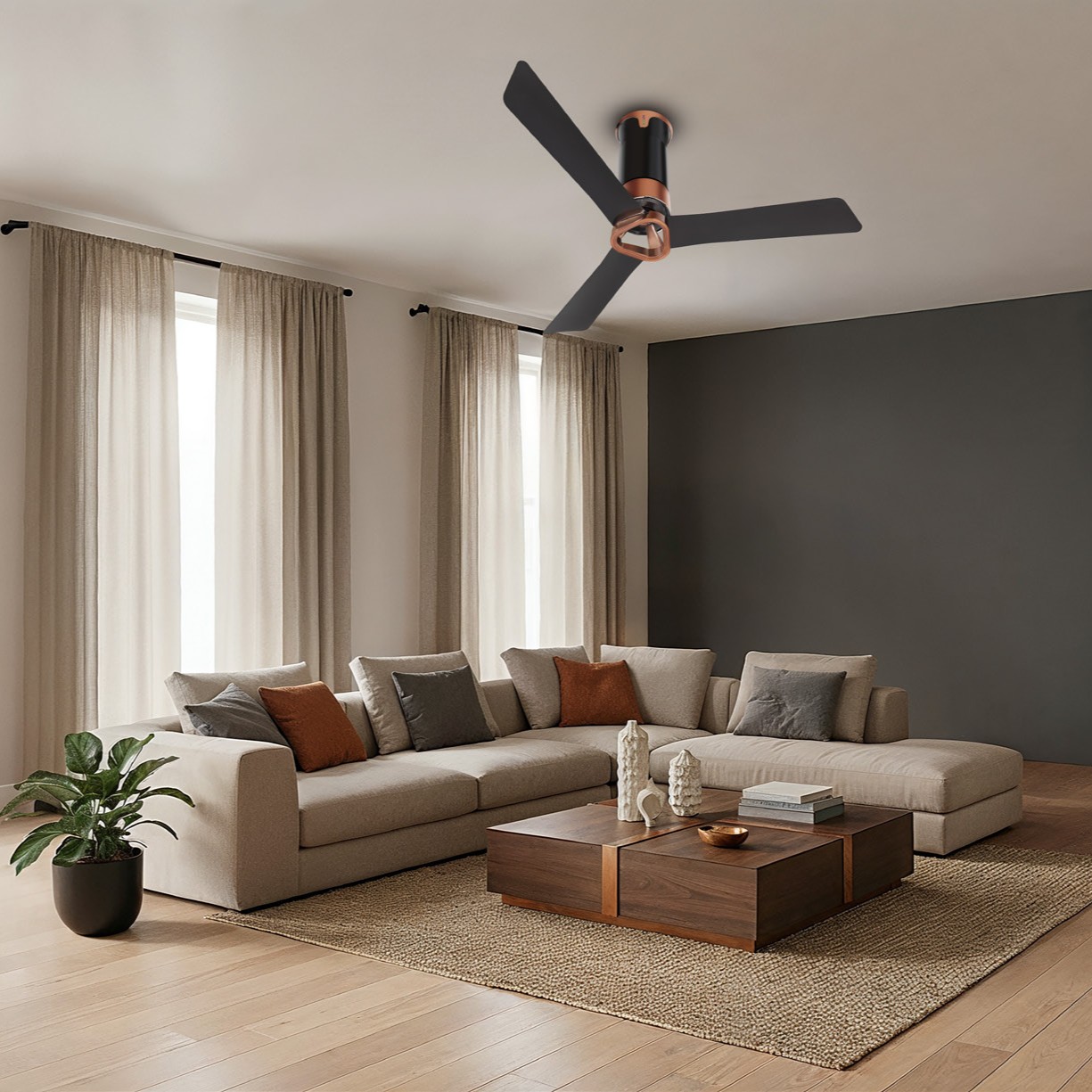 Ecolink AiroElevate Smart BLDC Ceiling Fan | WiFi + RF Remote | 1200mm, 35W, 230CMM, 370RPM | Philips WiZ Connected | App & Voice Control 18 Ecolink AiroElevate Smart BLDC Ceiling Fan | WiFi + RF Remote | 1200mm, 35W, 230CMM, 370RPM | Philips WiZ Connected - Espresso Brown - Copper