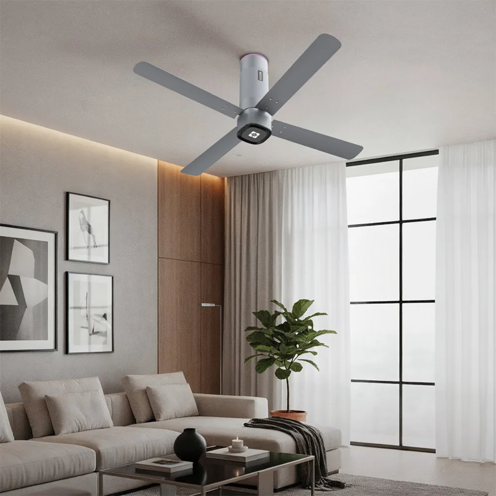 Ecolink AiroQuad Smart BLDC Ceiling Fan | WiFi + RF Remote | 1200mm, 35W, 230CMM, 370RPM | Philips WiZ Connected - Galactic Silver