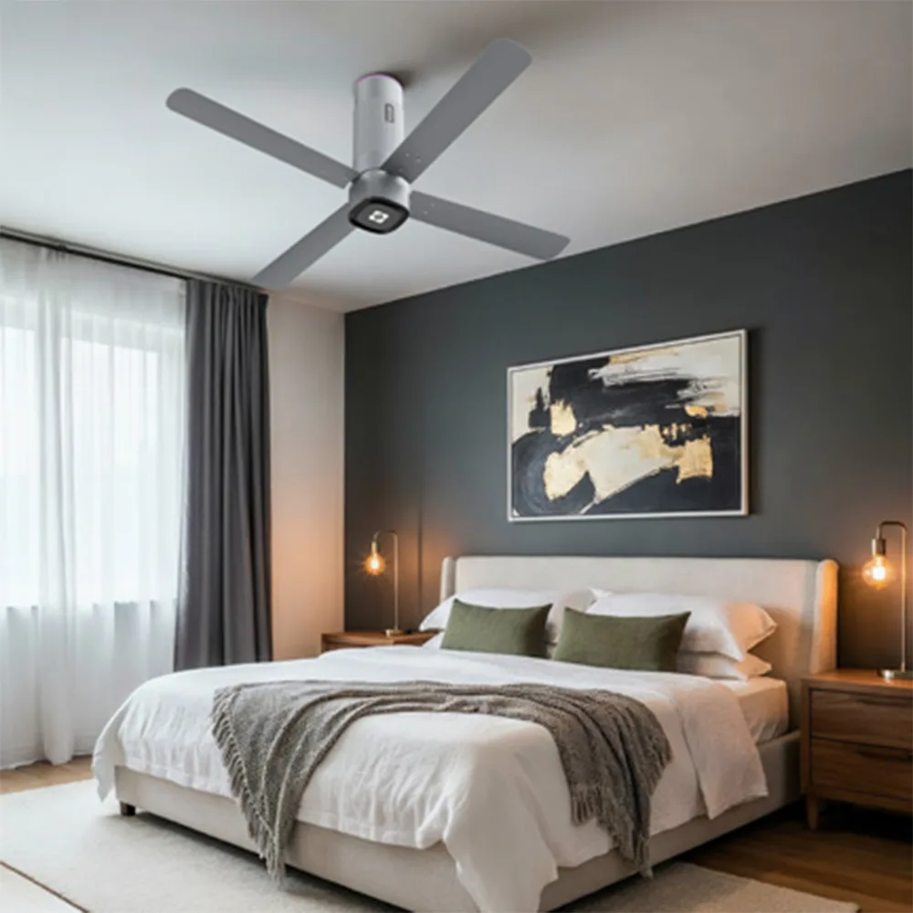 Ecolink AiroQuad Smart BLDC Ceiling Fan | WiFi + RF Remote | 1200mm, 35W, 230CMM, 370RPM | Philips WiZ Connected - Galactic Silver