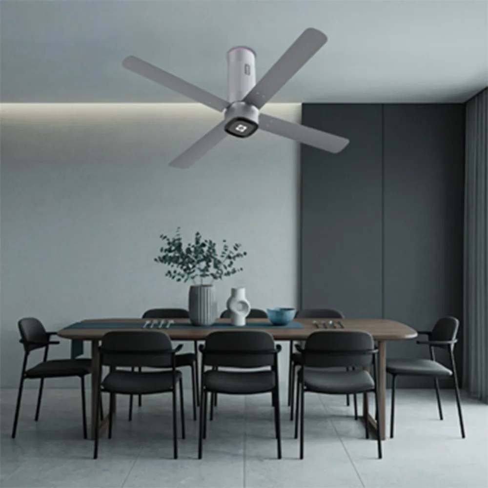 Ecolink AiroQuad Smart BLDC Ceiling Fan | WiFi + RF Remote | 1200mm, 35W, 230CMM, 370RPM | Philips WiZ Connected - Galactic Silver