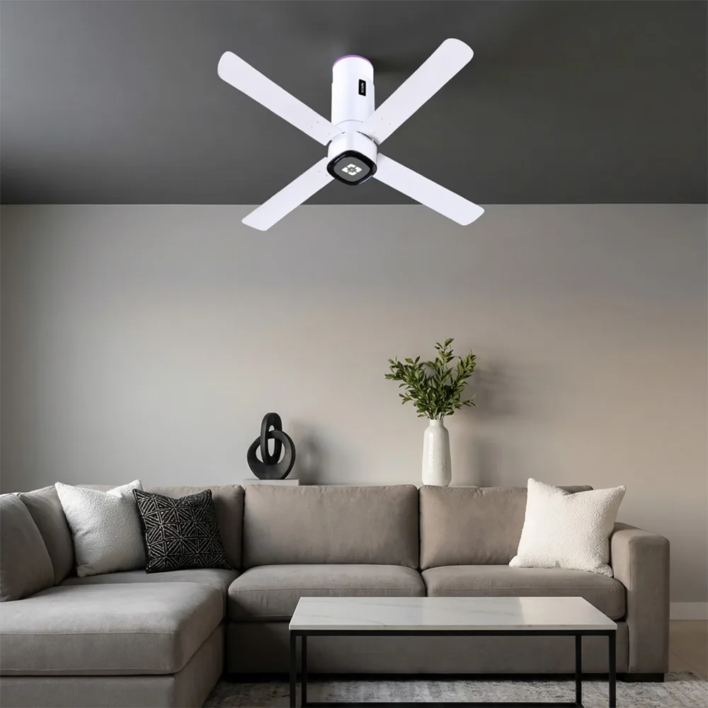 Ecolink AiroQuad Smart BLDC Ceiling Fan | WiFi + RF Remote | 1200mm, 35W, 230CMM, 370RPM | Philips WiZ Connected - Pearl White
