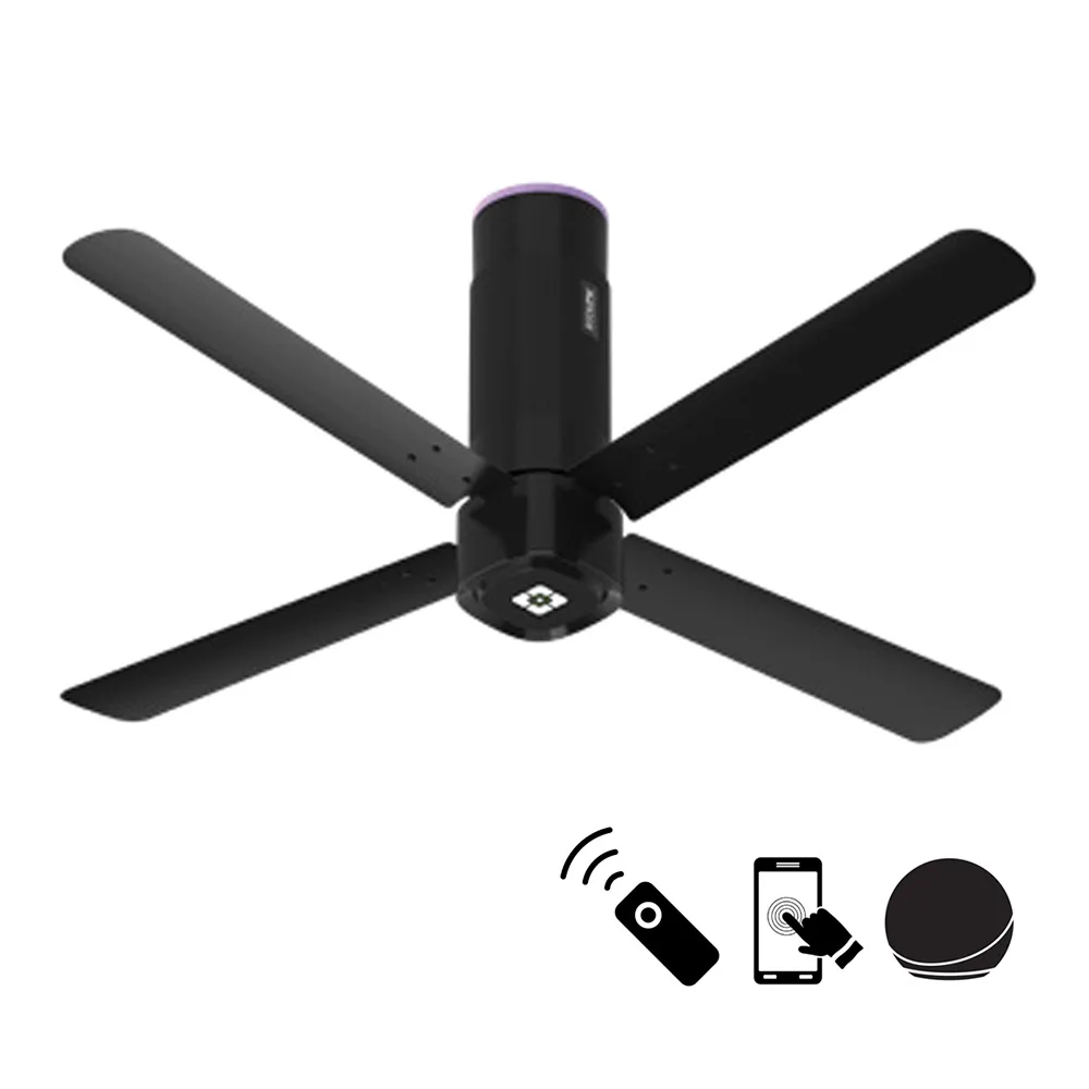 Ecolink AiroQuad Smart BLDC Ceiling Fan | WiFi + RF Remote | 1200mm, 35W, 230CMM, 370RPM | Philips WiZ Connected - Phantom Black