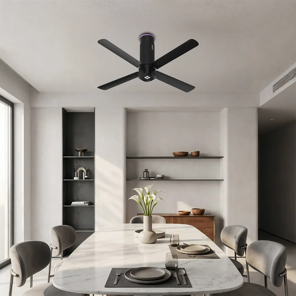 Ecolink AiroQuad Smart BLDC Ceiling Fan | WiFi + RF Remote | 1200mm, 35W, 230CMM, 370RPM | Philips WiZ Connected - Phantom Black