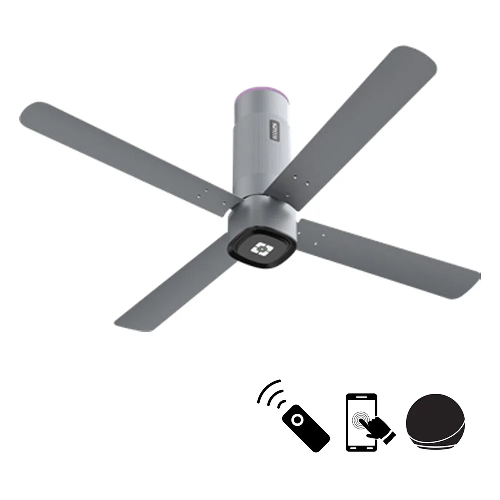 Ecolink AiroQuad Smart BLDC Ceiling Fan | WiFi + RF Remote | 1200mm, 35W, 230CMM, 370RPM | Philips WiZ Connected - Titanium Grey