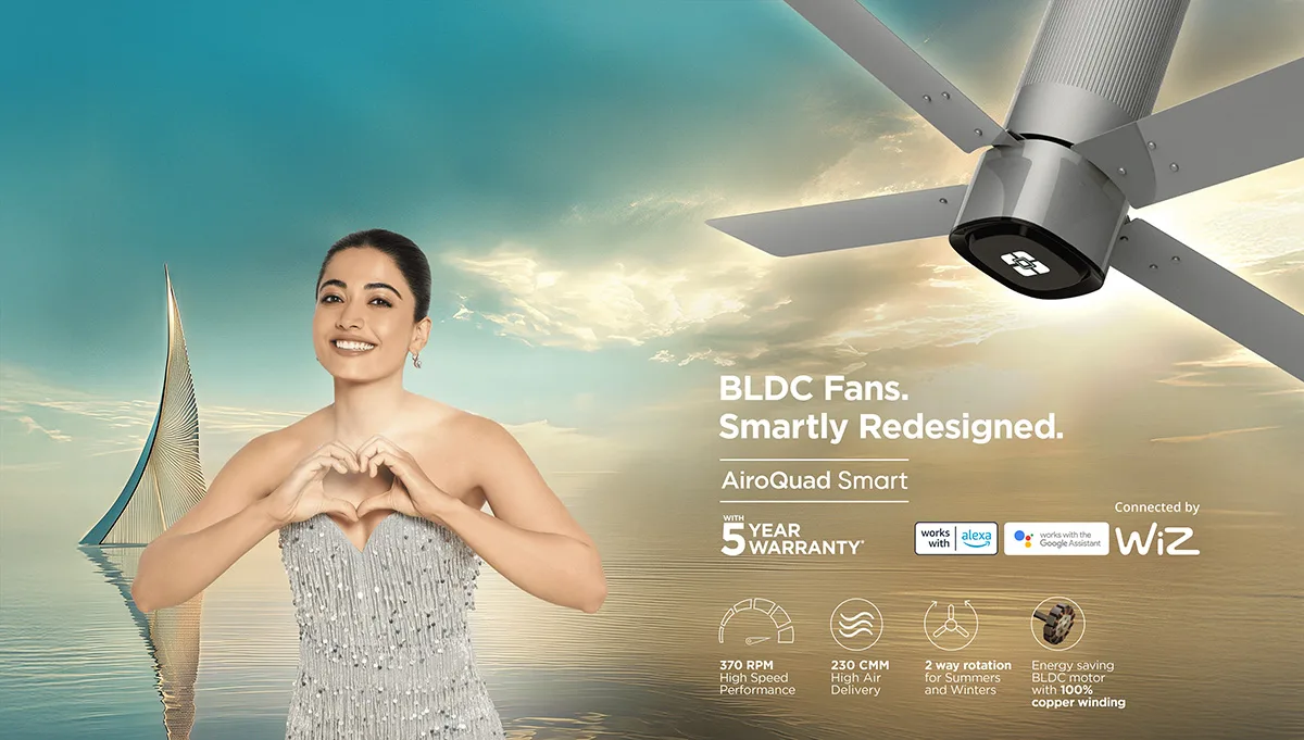 Ecolink AiroQuad Smart BLDC Ceiling Fan | WiFi + RF Remote | 1200mm, 35W, 230CMM, 370RPM | Philips WiZ Connected