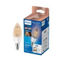 PHILIPS Smart 4.9W (Eq.40W) Filament Clear Glass Candle LED Bulb...